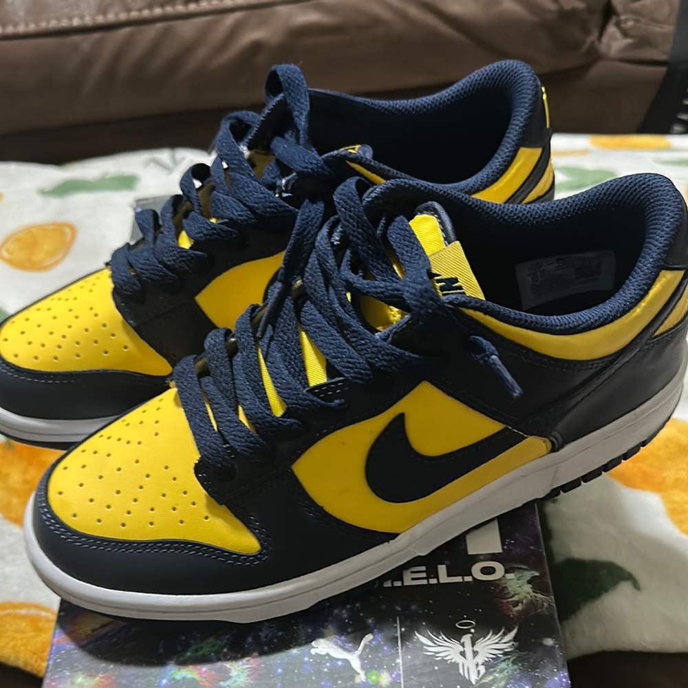 Nike Yellow and Blue Dunk Sneakers